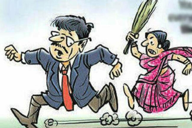 Wife beats husband