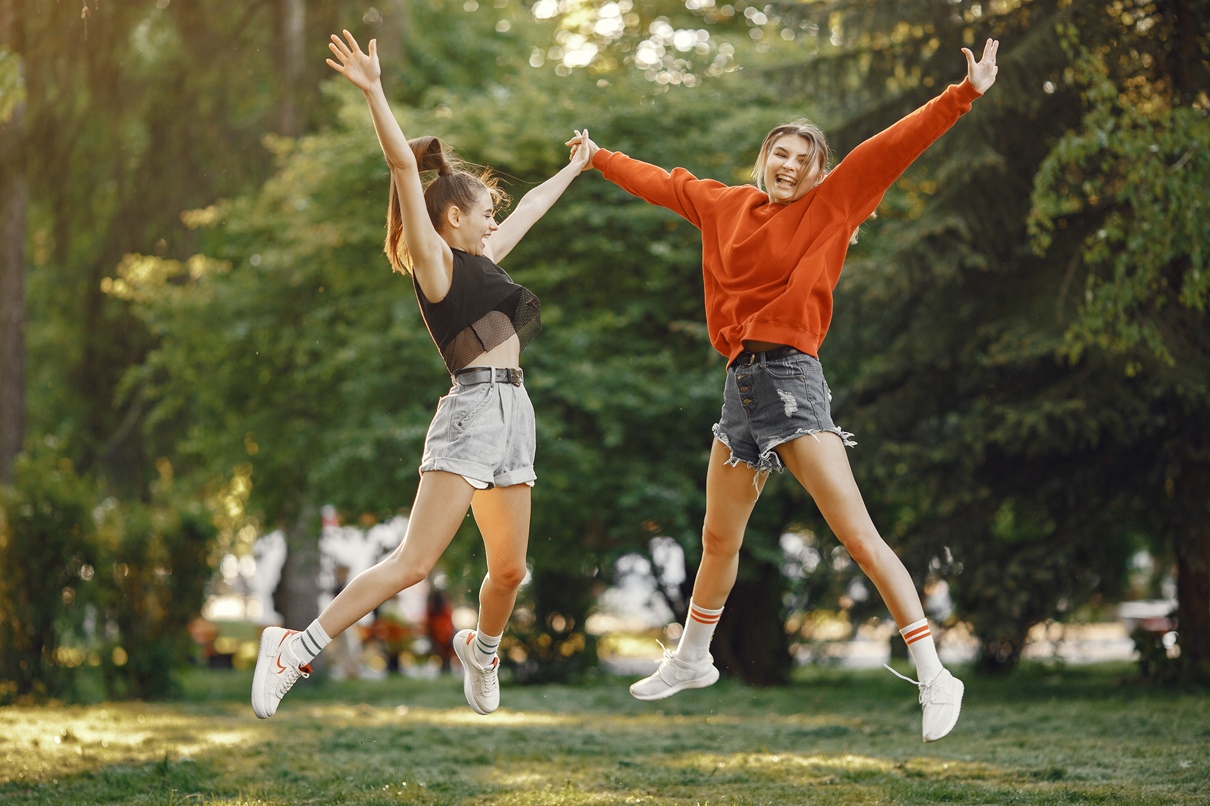 Happy girls having fun