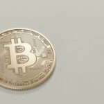 Bitcoin on gray background