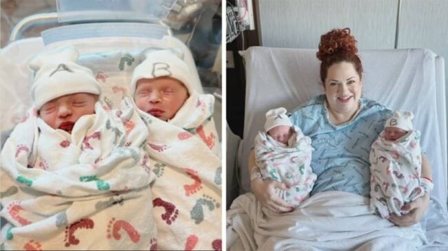 Twin girls born minutes apart