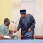 Bauchi State Governor, Sen Bala Mohammed Abdulkadir on a visit to Bishop Hilary Dachelem