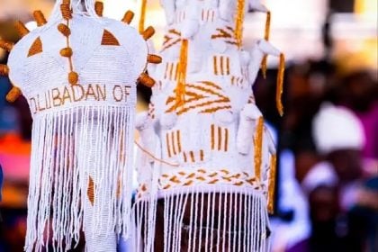 Crown and staff of the Olubadan of Ibadanland,