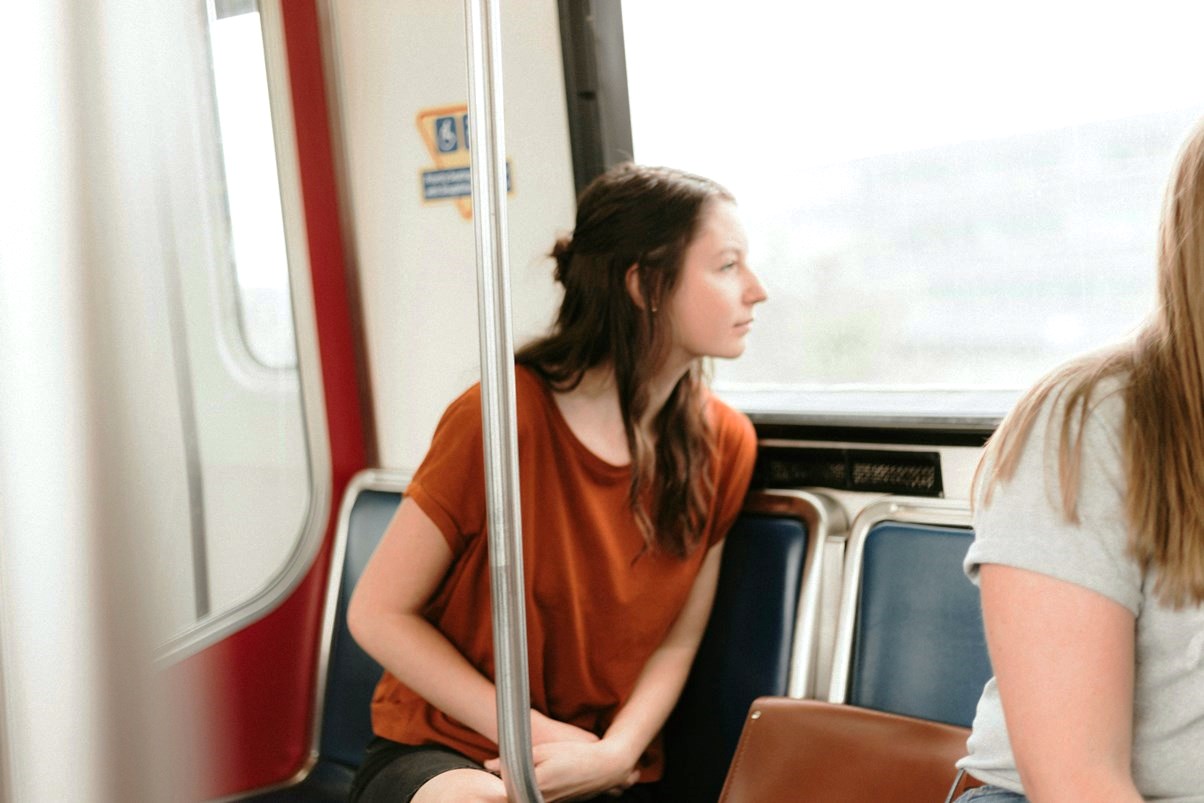 lady in a public bus really needs to urinate