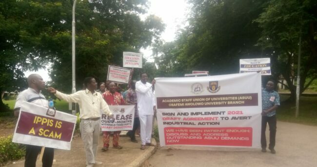 OAU ASUU protests non-implementation of visitation panel reports, governing council dissolutions