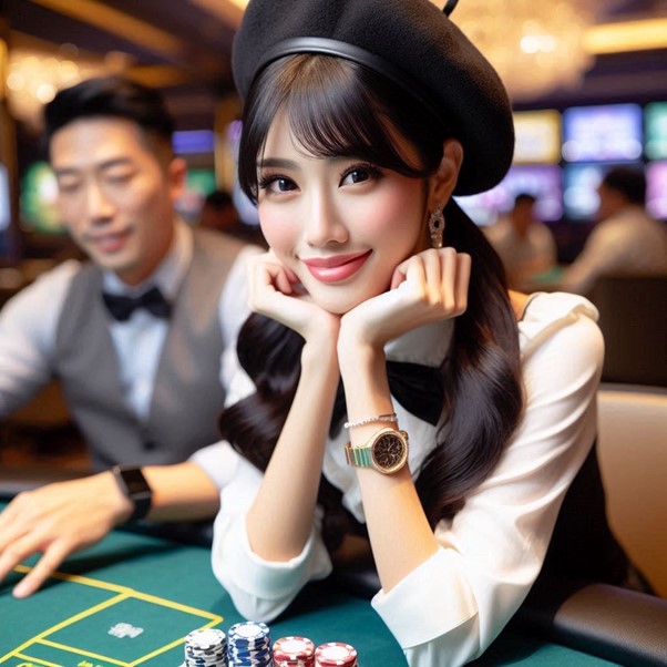 Lady and guy at a casino table