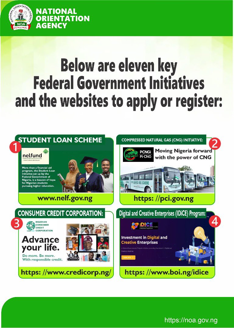 Top 11 FG initiatives, official websites to apply