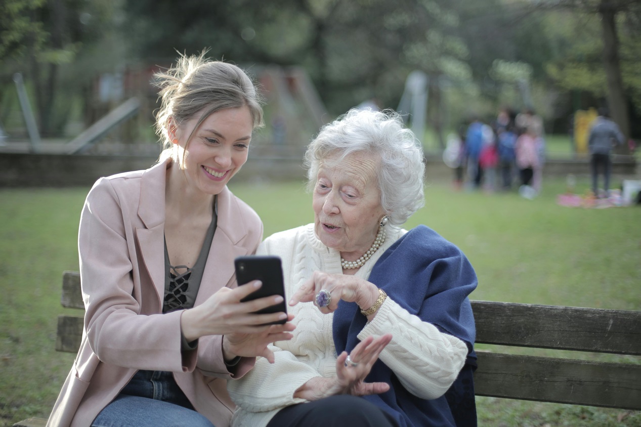 a young lady and a senior