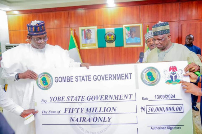 Gombe govt donates N50M for Mafa Terror attack, Yobe flood disaster relief