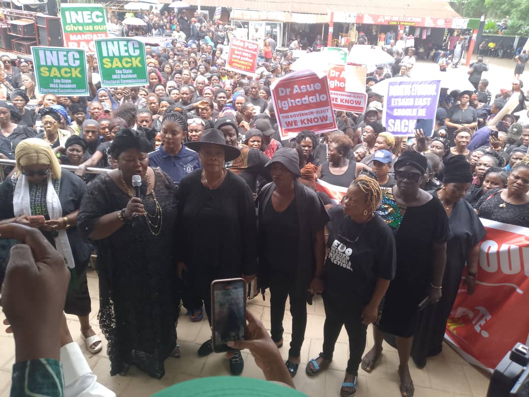 Edo guber: PDP women vow continuous protest over alleged stolen mandate