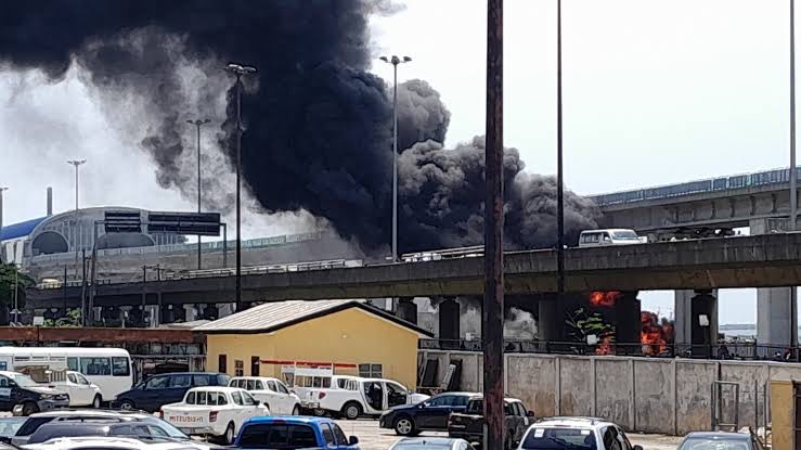 Fire guts Lagos Blue Line