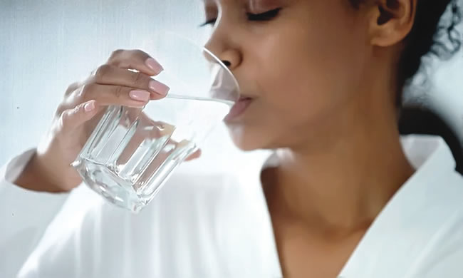 Drinking water in the morning