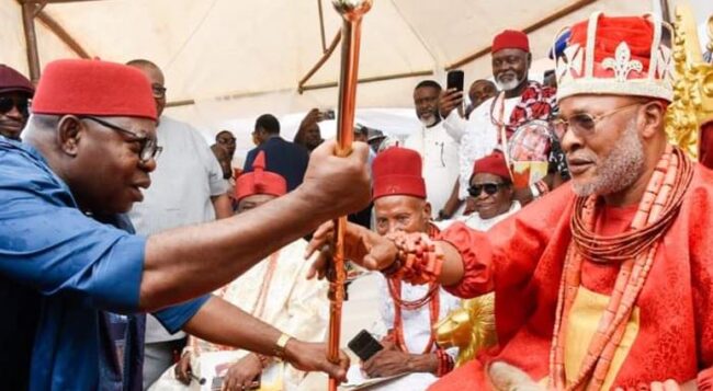 Delta: Aboh monarch receives staff of office amidst pomp, pageantry