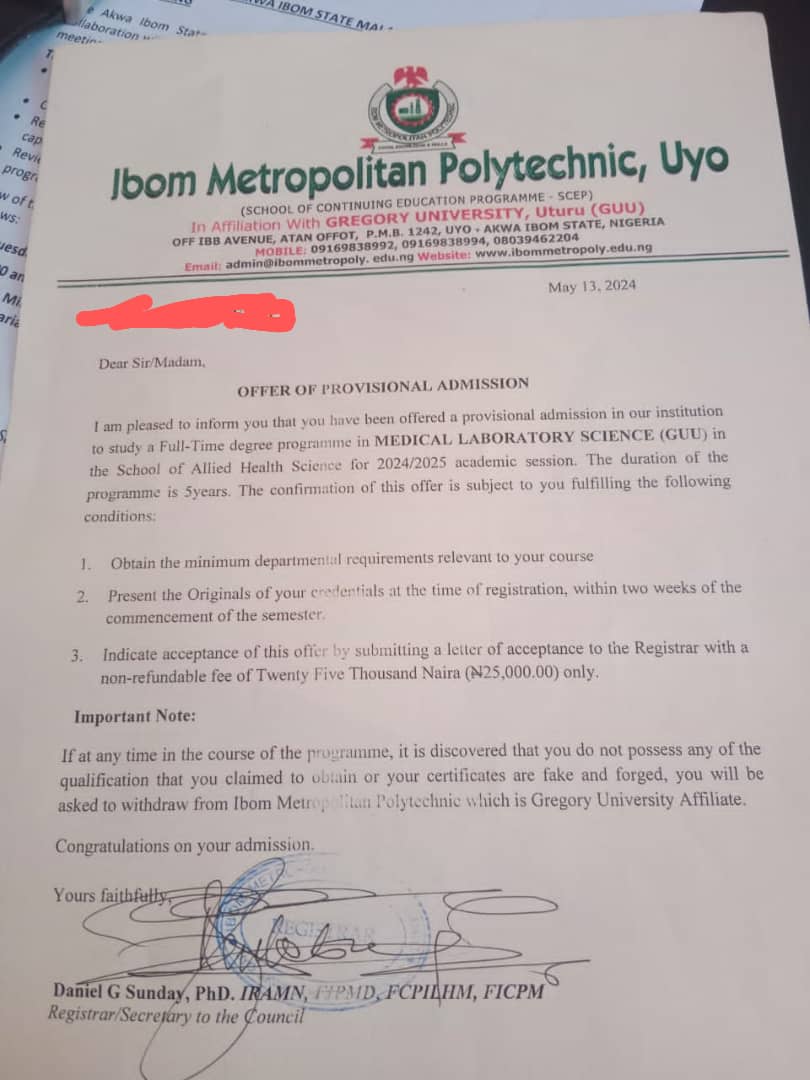 Public notice on illegal mounting of Bachelor of Medical Laboratory Science (B.MLS) Degree Programme 