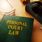Personal injury law book on a table.