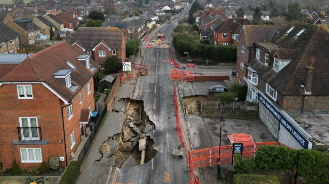expanding sinkhole in Surrey