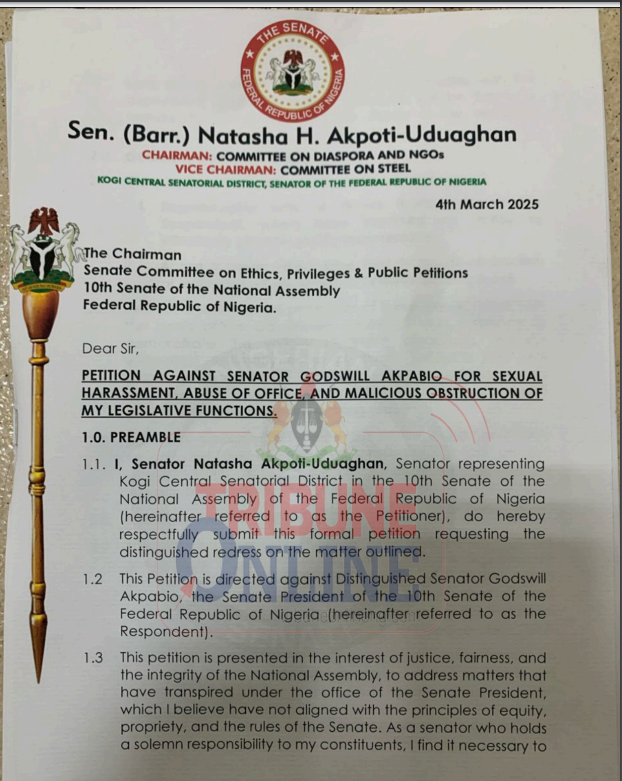 Details of Senator Natasha's petition 