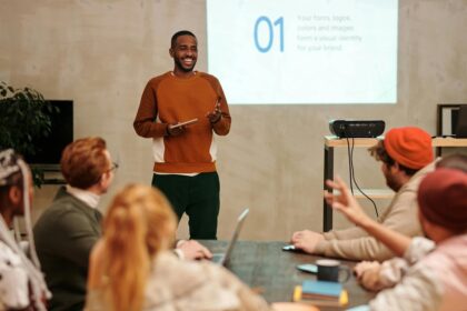 Black man speaking. Dealing with interruptions while speaking