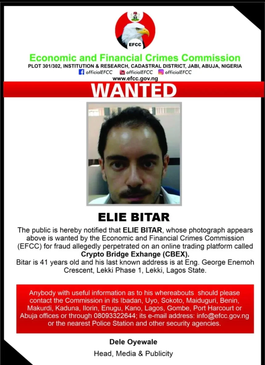 CBEX: EFCC declares foreigner, Elie Bitar, wanted