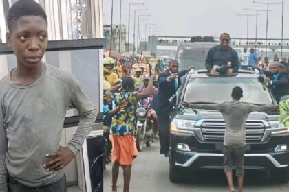 boy who stood in front of Peter Obi convoy