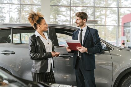 Woman buying a car