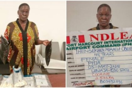 NDLEA arrests Iran-bound woman with cocaine in private part, stomach, bag