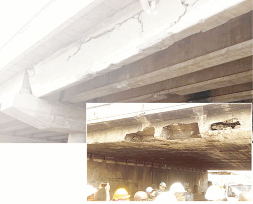damage of overhead bridges by trucks