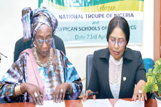 National Troupe African School of Economics sign