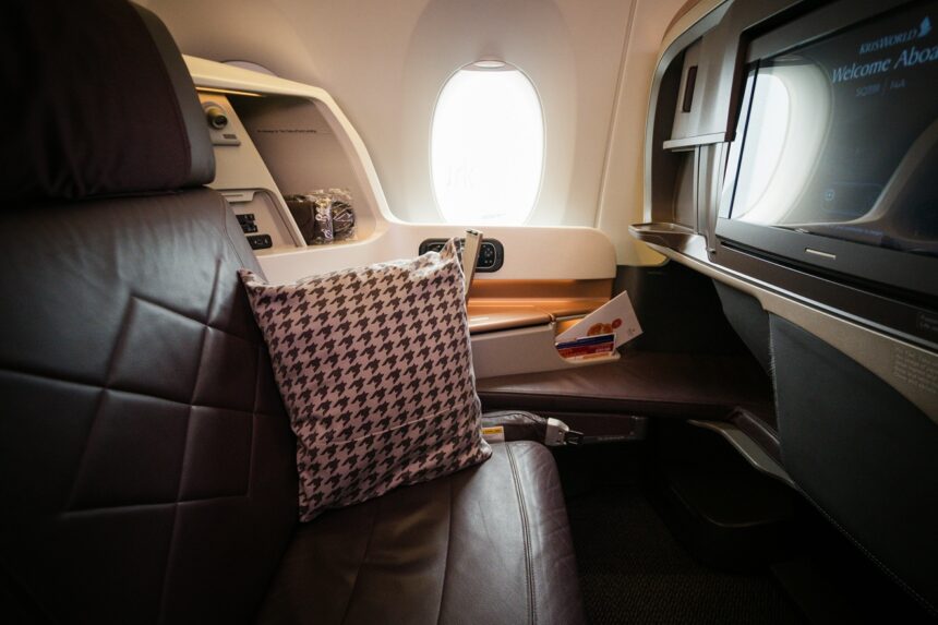 the first class cabin of an airline