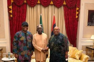 President Tinubu in the midst of Dr. Deji Adeleke and Governor Ademola Adeleke,
