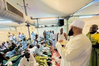 Gov Bago addressing Niger pilgrims in Makkah