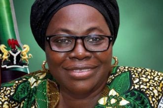 Mrs Audu, the LGA Chairman who distributed fertilisers to farmers