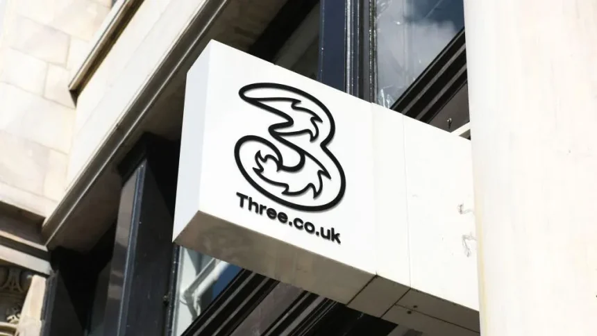 logo of Three network in UK,