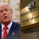 Trump and Voice of America building,