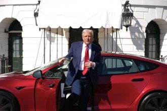 Trump puts his Tesla car up for sale as feud with Elon Musk escalates