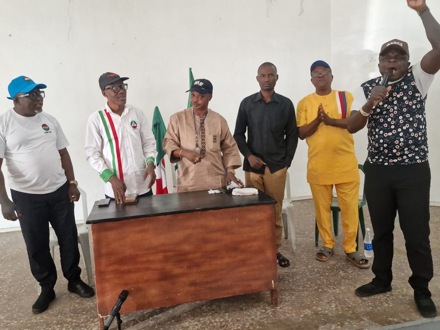 Labour leaders during a breakfast engagement with newsmen, on Tuesday, in Abeokuta.