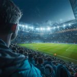 People watching football in a stadium