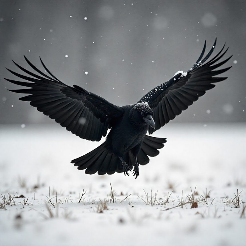 A crow flying