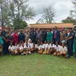 Commissioner of Police, Oyo State Command, Johnson Adenola with teachers and students of Ibadan schools,