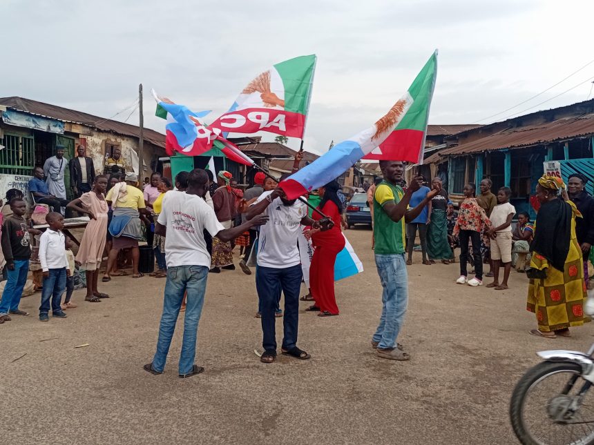 some members of APC in part of Jos, celebrating appointment of Professor Nentawe Yiltwada as the National Chairman of APC