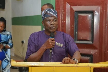 Oyo NYSC coordinator, Kayode Peters speaking,