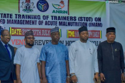 Chief of Staff, Alhaji Ali Bello (middle), during the official launch of the Training of Trainers on Integrated Management of Acute Malnutrition (IMAM)