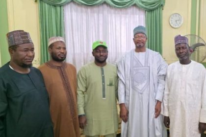 Saheed Oladele during a condolence visit to the family of Alhaji Aminu Alhassan Dantata, in Kano State,