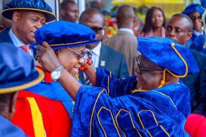 Osun State governor, Ademola Adeleke, at Adeleke University where he received honorary doctorate