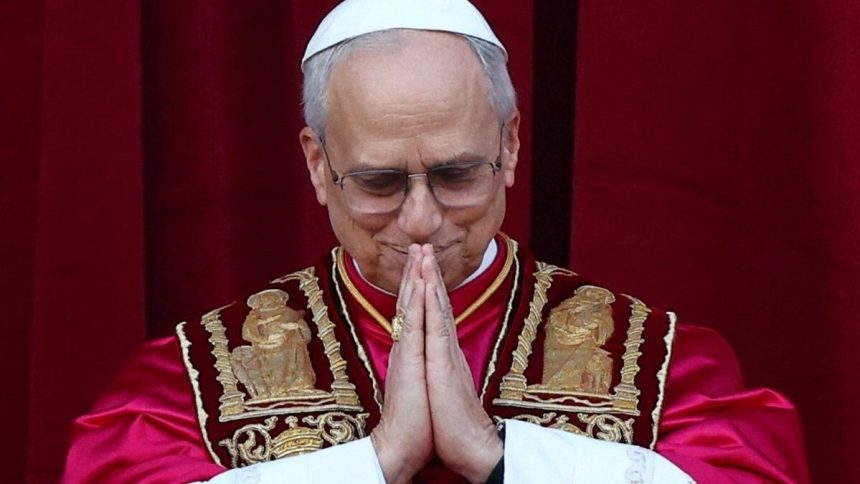 Pope Leo XIV praying,