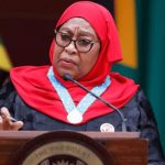 Tanzanian president, Samia Suluhu Hassan talking