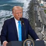 Trump with Tsunami background