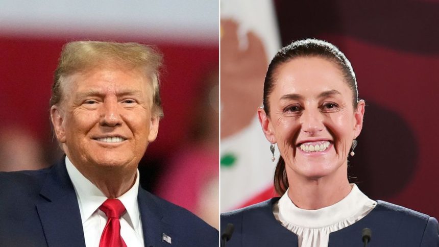US president, Donald Trump and Mexican president, Claudia Sheinbaum smiling