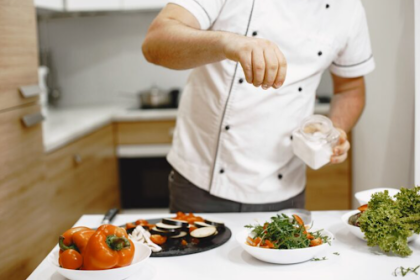 A chef cooking