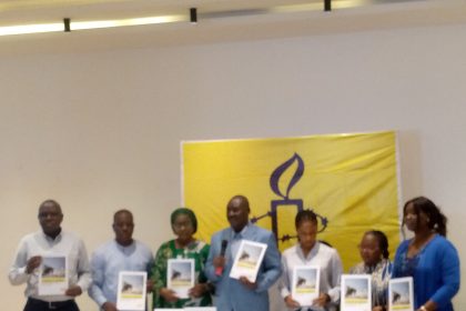 Amnesty’s Nigeria Director, Isa Sanusi and other members in Abuja,