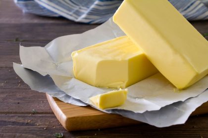 A picture of butter on a foil paper,